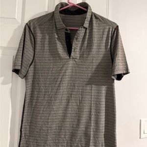 Lululemon Classic Gray Striped Polo Shirt for Men